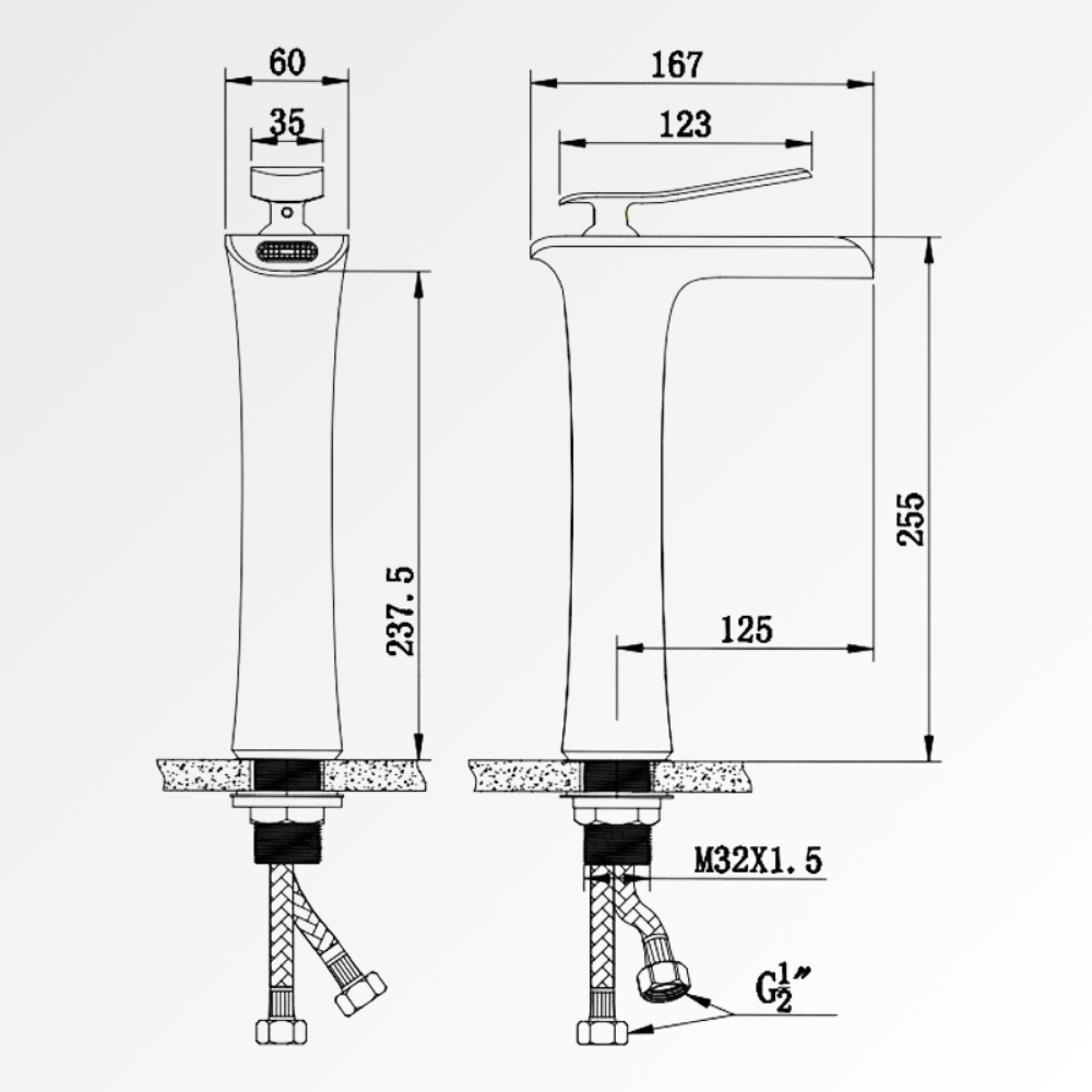 Purea Cascade Tall – Mitigeur lavabo cascade doré pour vasque