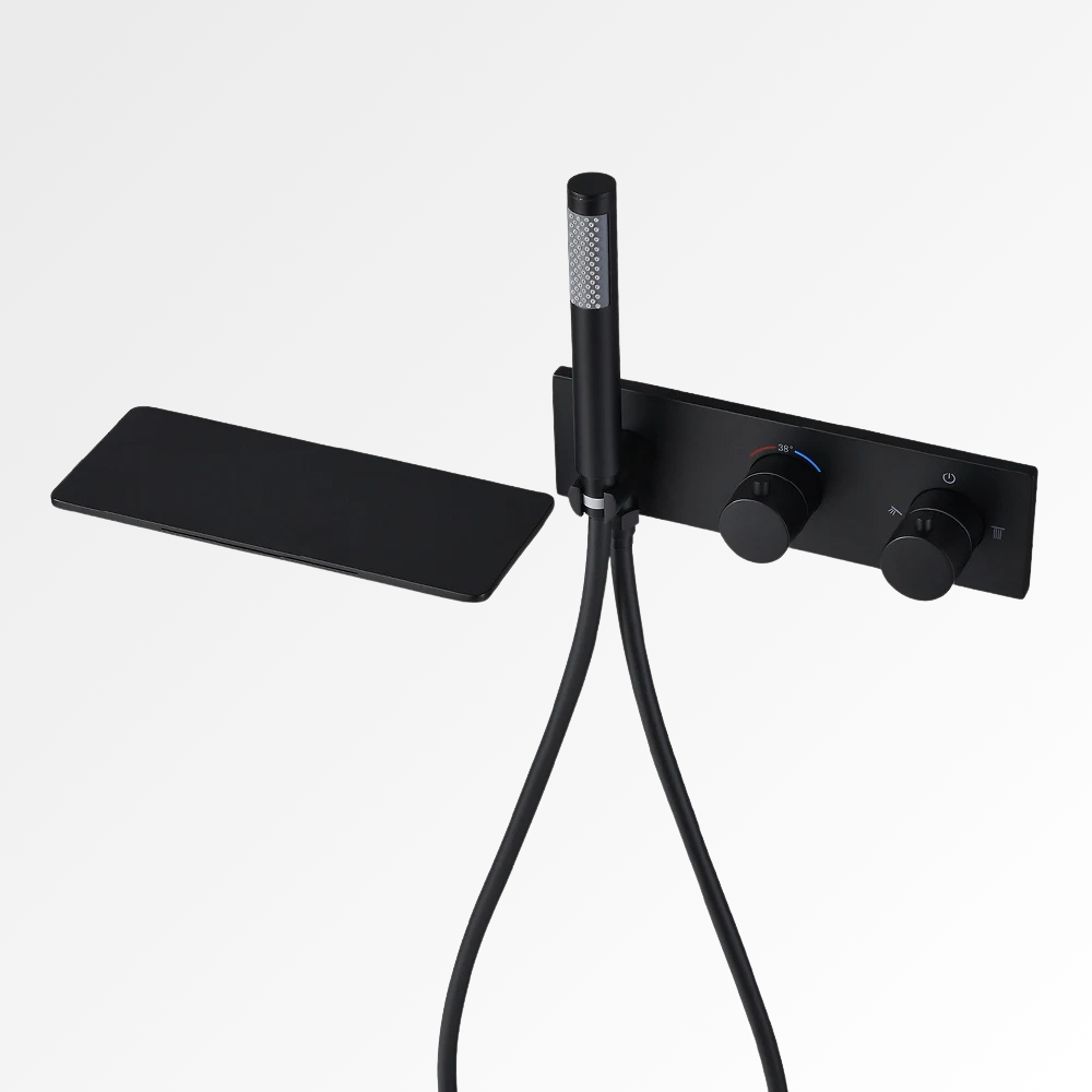 Auréa Cascade Pro – Ensemble bain-douche mural avec cascade et douchette disponible en doré, acier brossé ou noir