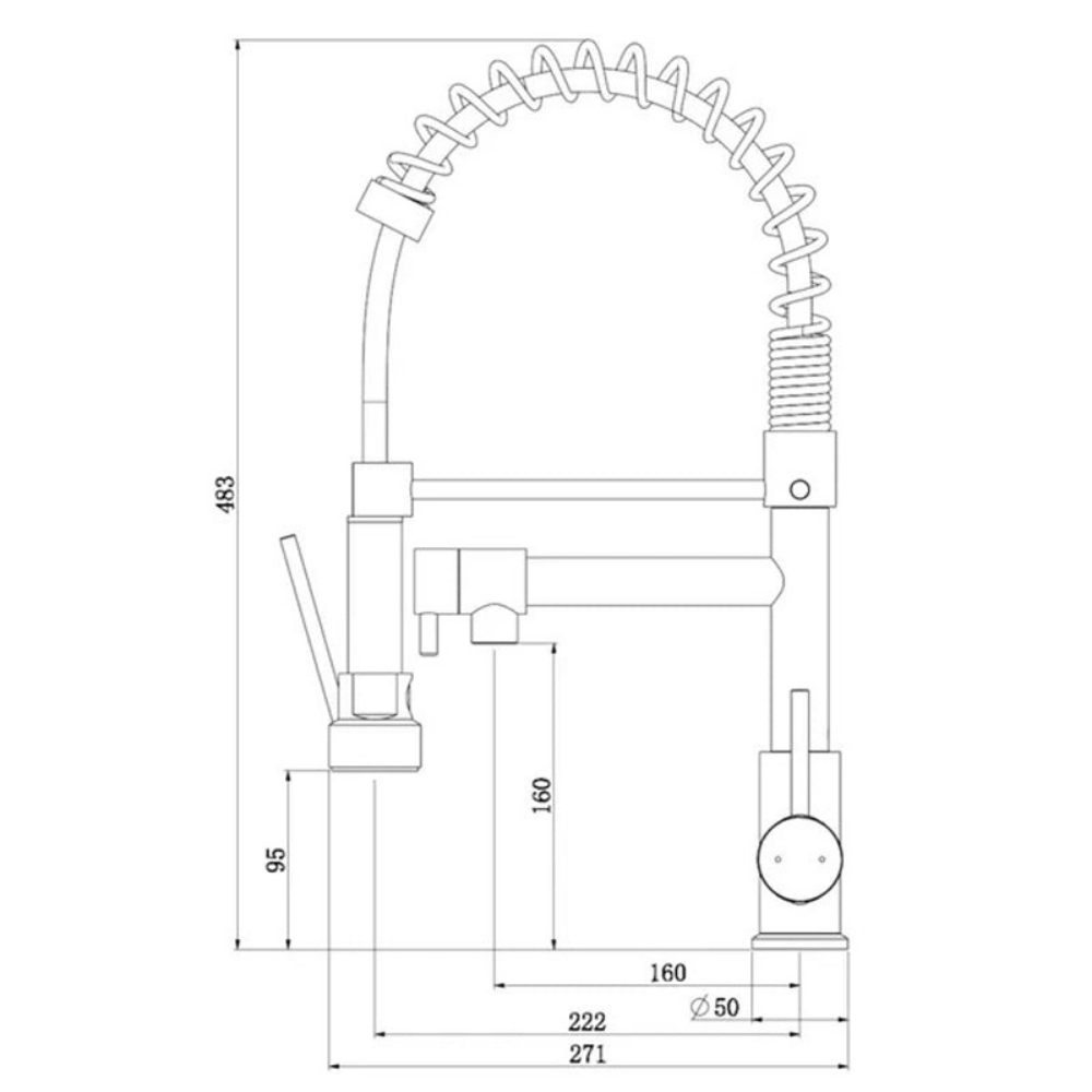 DualPro Spring – Mitigeur cuisine noir semi-professionnel à double bec extractible