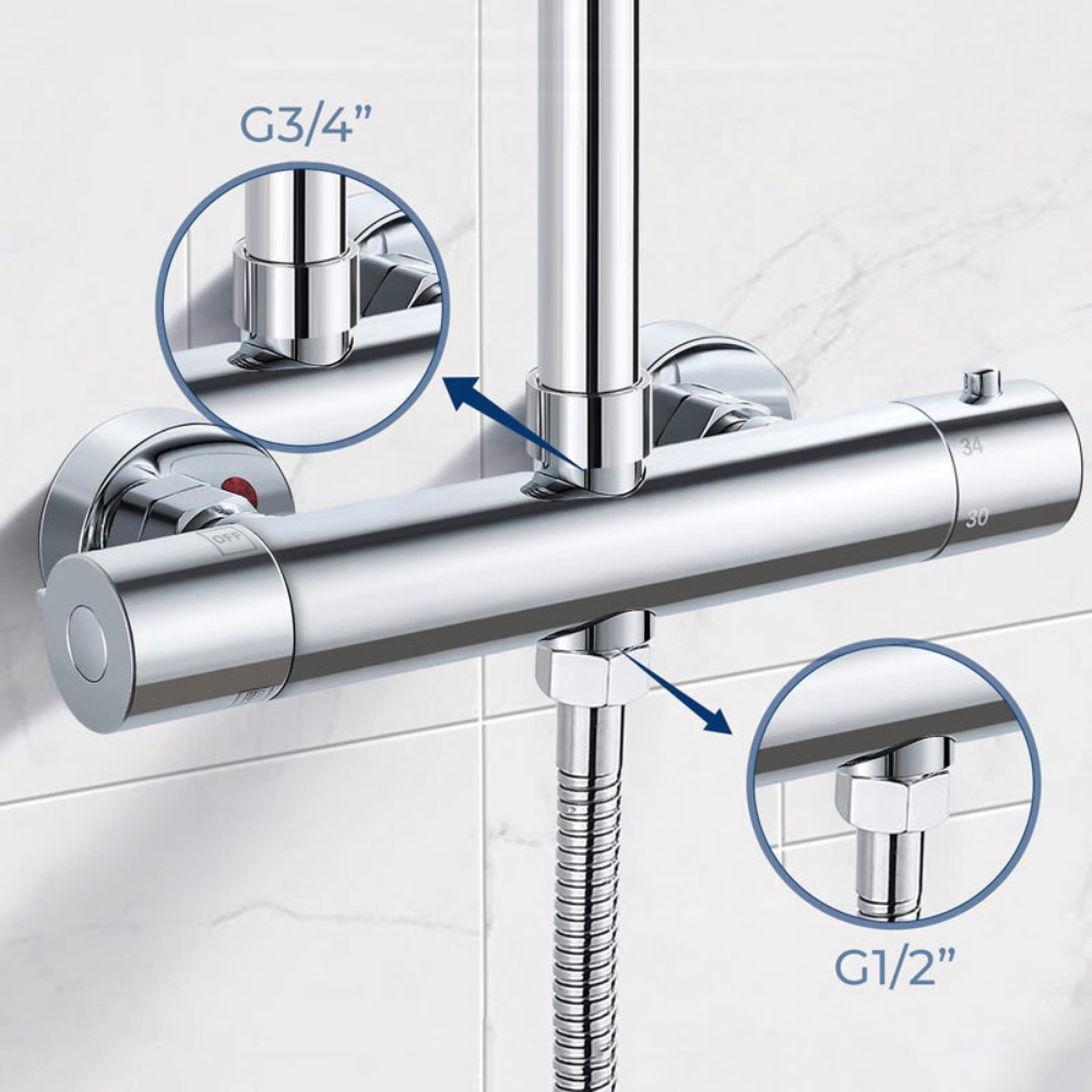 ThermaSafe – Mitigeur de douche thermostatique mural chromé