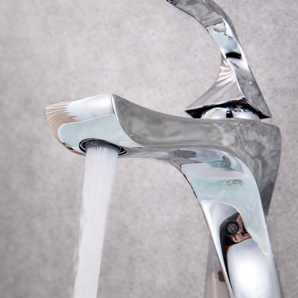Obsidia Curve – Mitigeur vasque design sculptural chrome