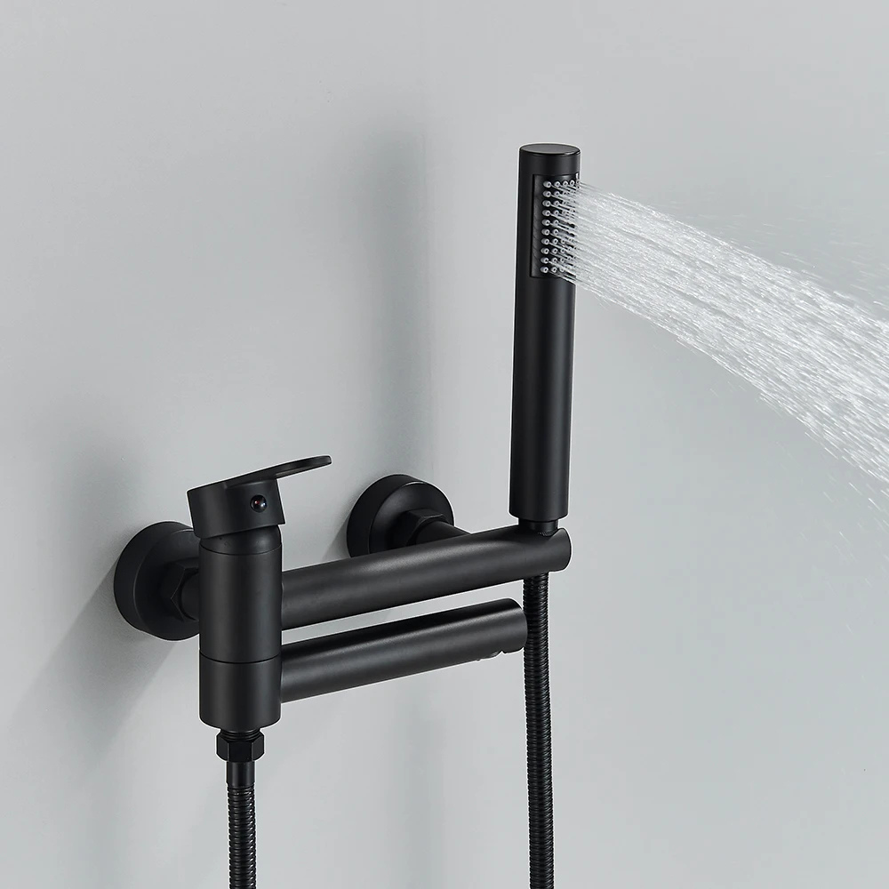 Obsidia Bath – Mitigeur baignoire et douche mural noir, chrome ou doré avec bec pivotant