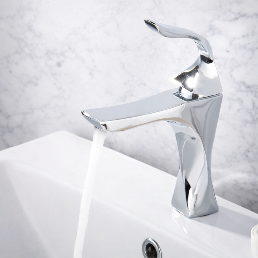 Obsidia Curve – Mitigeur lavabo design sculptural chrome