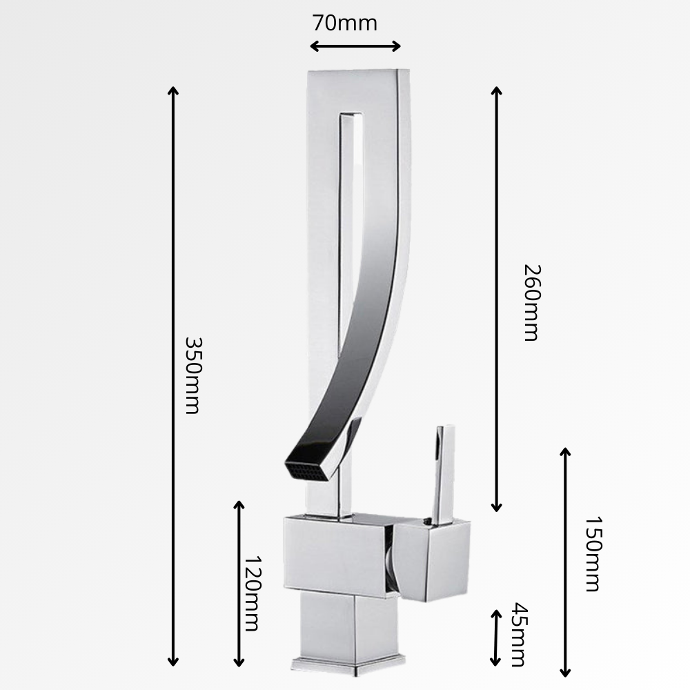 Vector Curve – Mitigeur lavabo design à bec courbé acier brossé