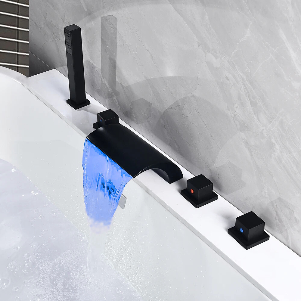 Luminis Cascade – Ensemble bain noir avec cascade et LED thermochromique