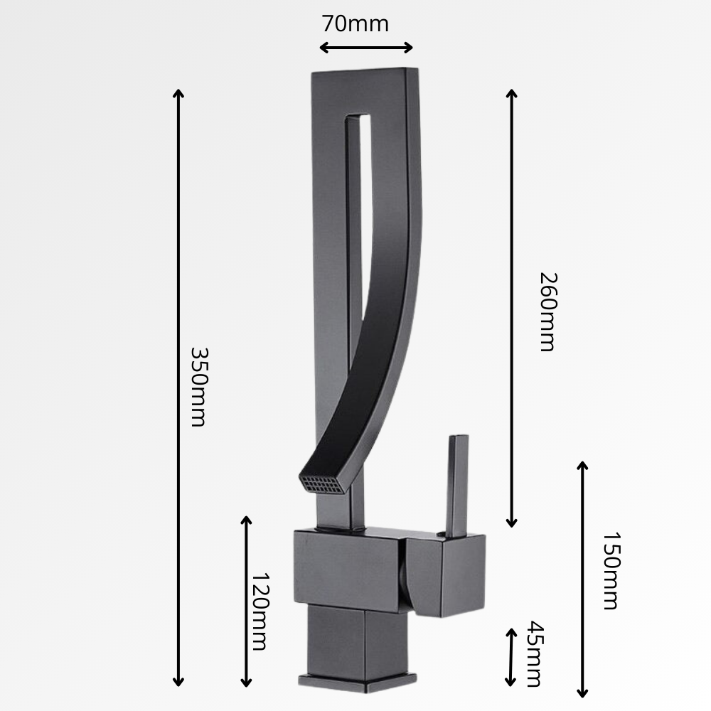 Vector Curve – Mitigeur lavabo design à bec courbé noir