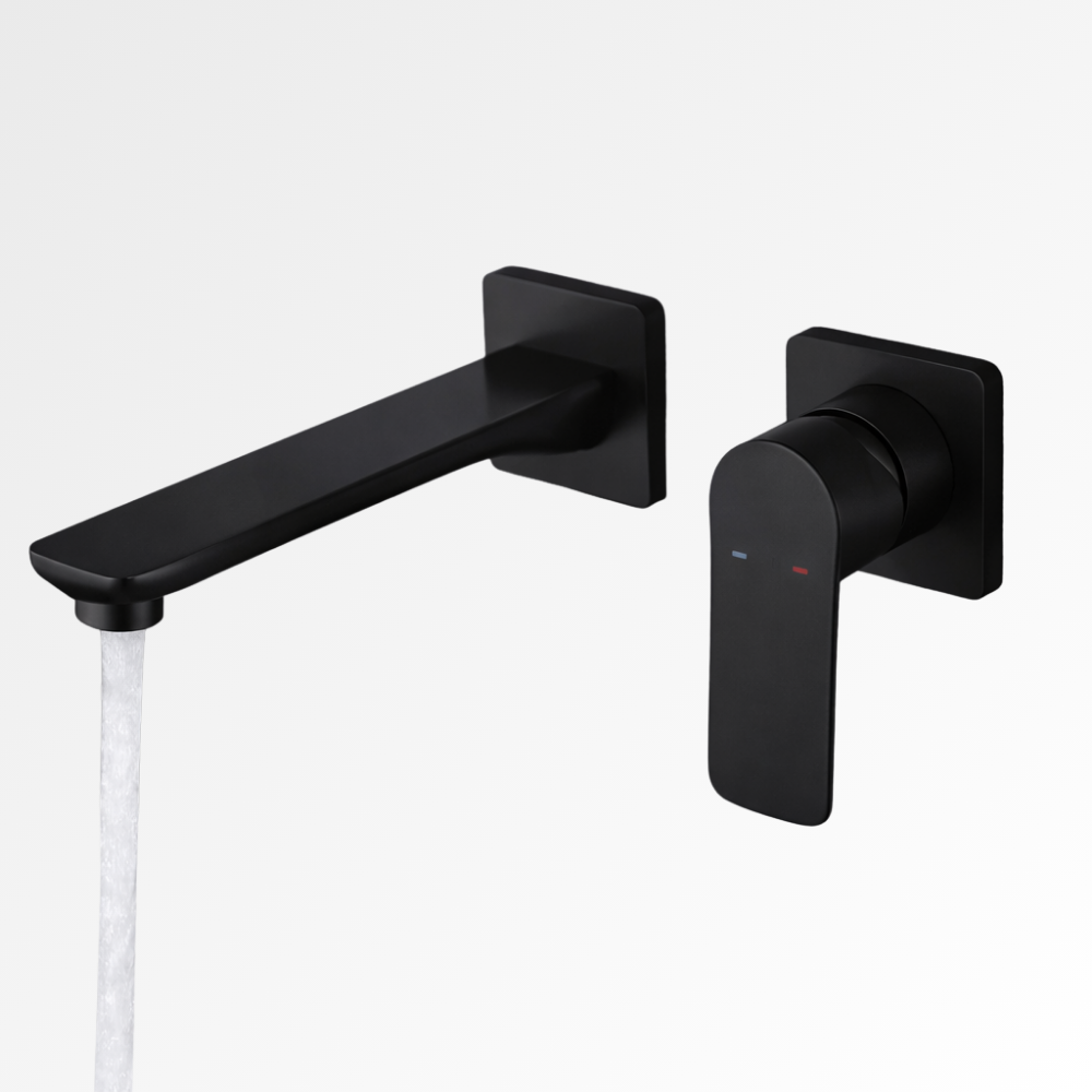 Graphite Wall – Mitigeur lavabo mural encastré finition doré, blanc, acier brossé ou noir