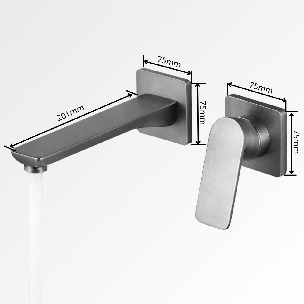 Graphite Wall – Mitigeur lavabo mural encastré finition doré, blanc, acier brossé ou noir