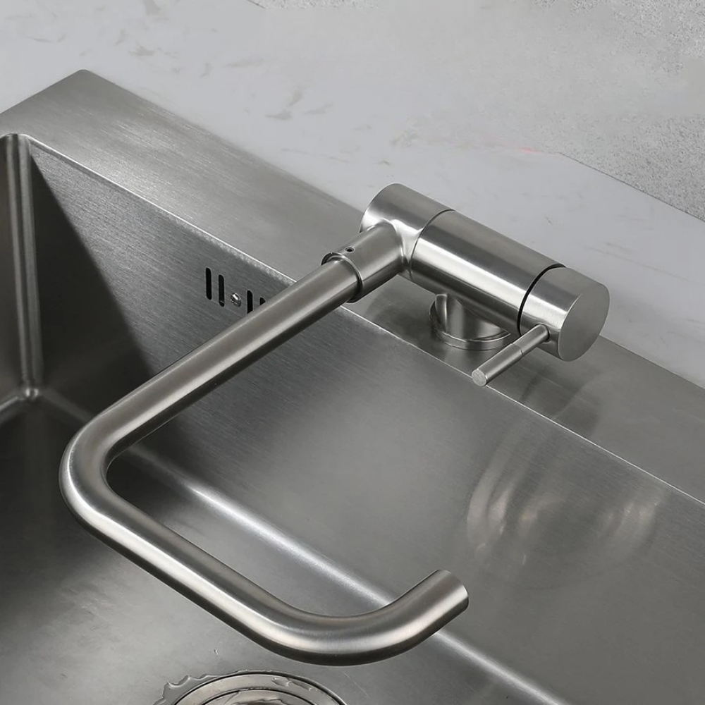 Inoxa Fold – Mitigeur cuisine inox pliable rotatif 360°