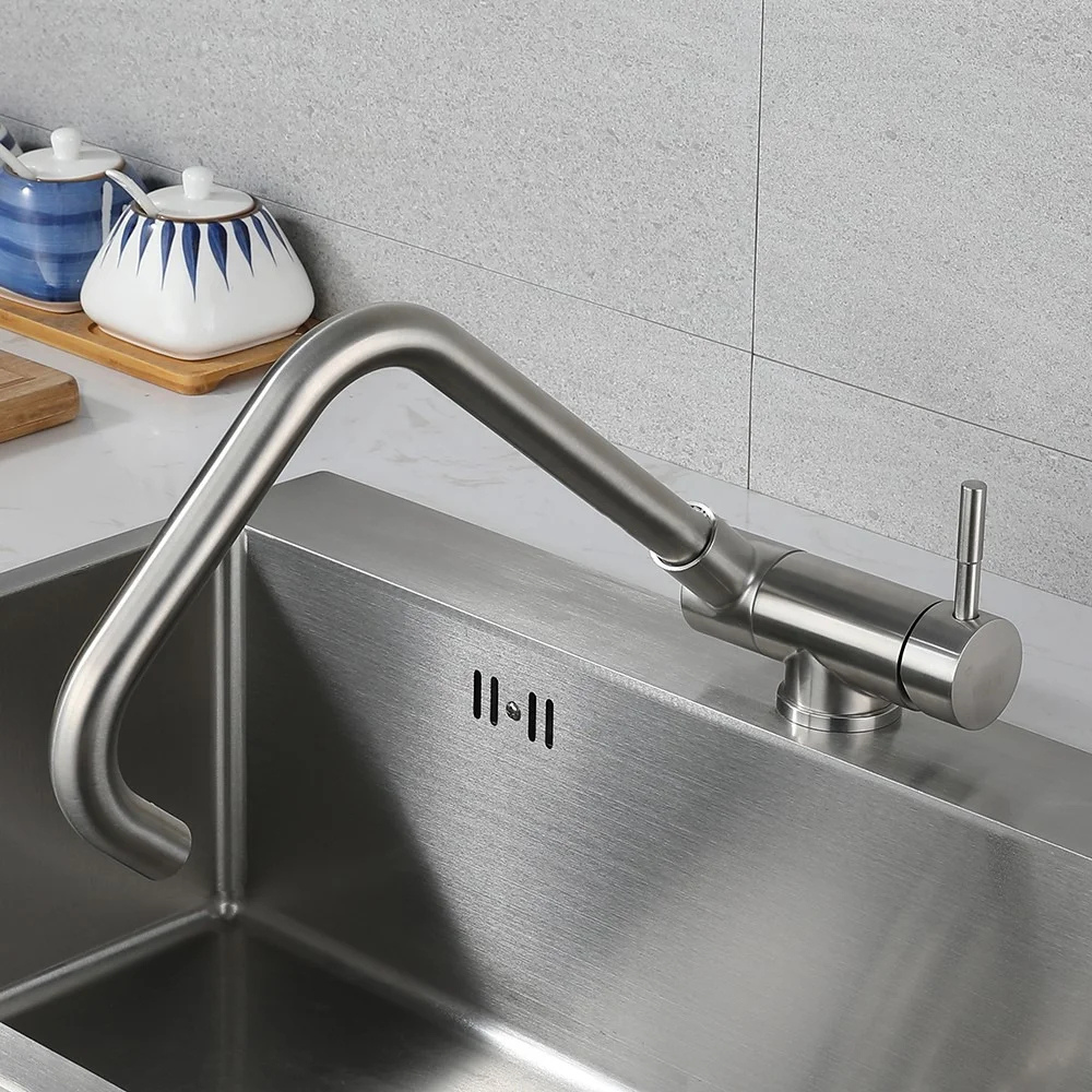 Inoxa Fold – Mitigeur cuisine inox pliable rotatif 360°