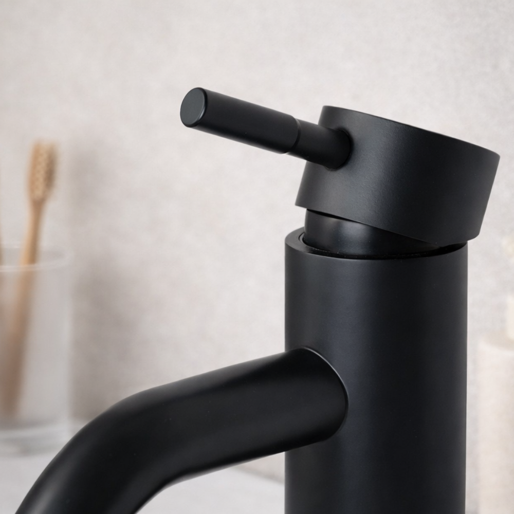 Purea Short – Mitigeur lavabo compact design noir mat