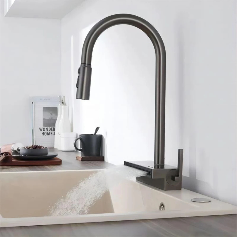 Tempéa Cascade – Mitigeur cuisine cascade avec affichage de la température
