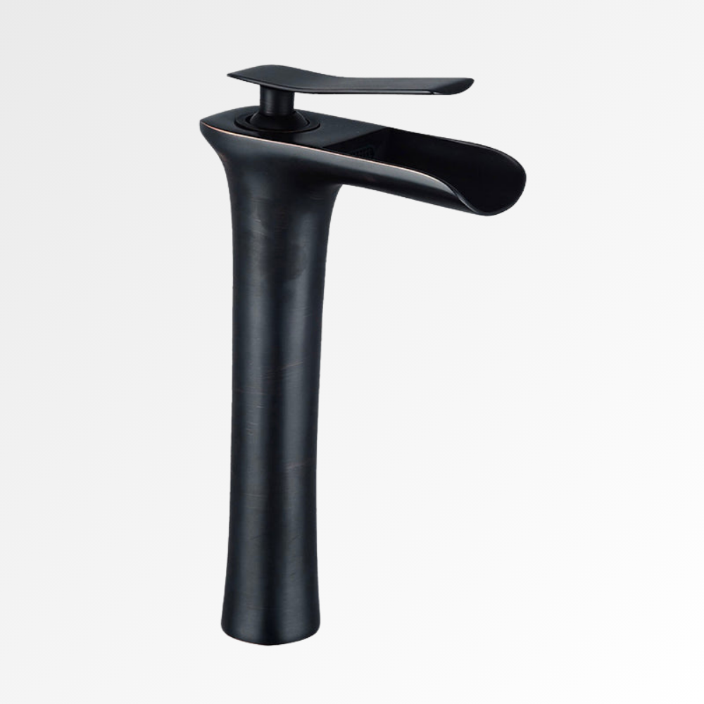 Purea Cascade Tall – Mitigeur lavabo cascade noir pour vasque