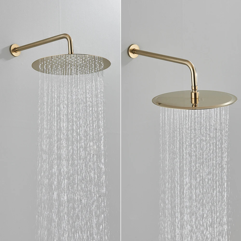 Auréa Rain – Ensemble de douche encastré 2 voies finition or brossé effet pluie mur/plafond