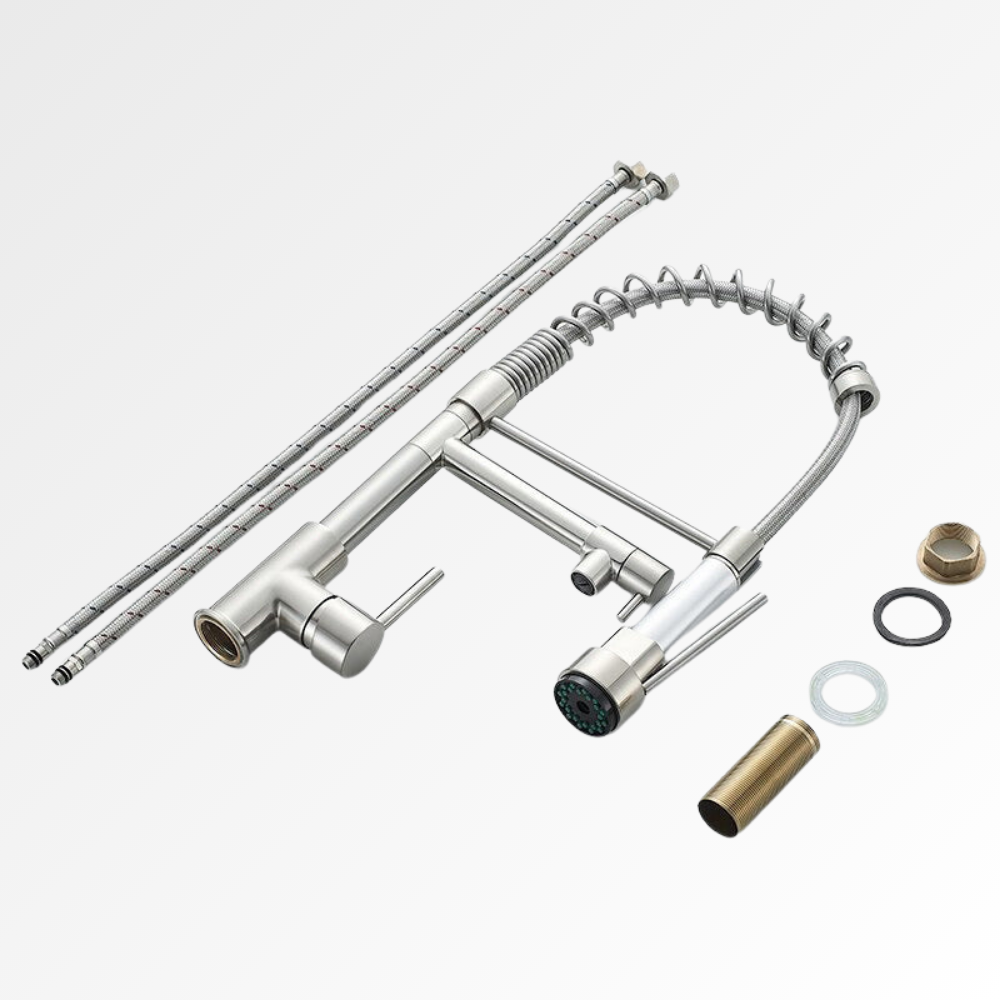 DualPro Spring – Mitigeur cuisine noir semi-professionnel à double bec extractible