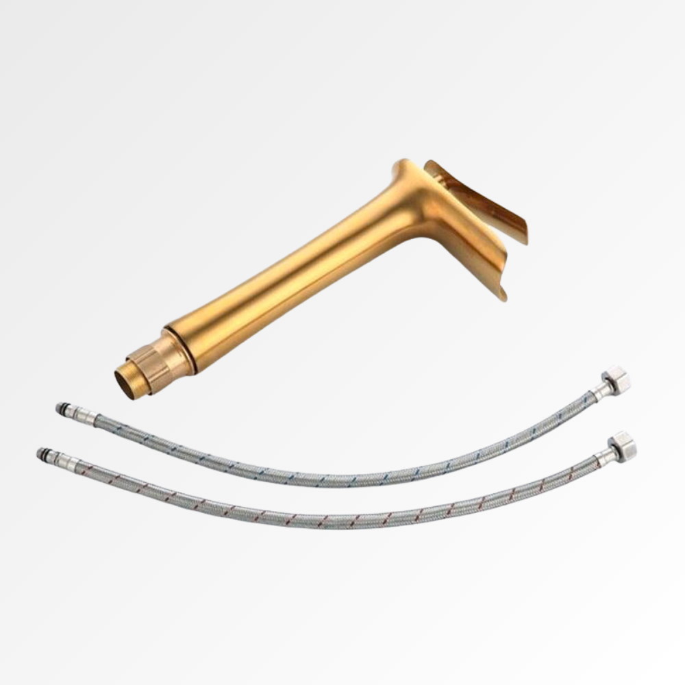 Purea Cascade Tall – Mitigeur lavabo cascade doré pour vasque