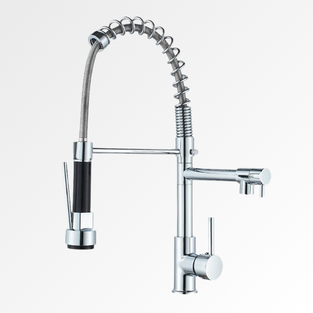 DualPro Spring – Mitigeur cuisine noir semi-professionnel à double bec extractible