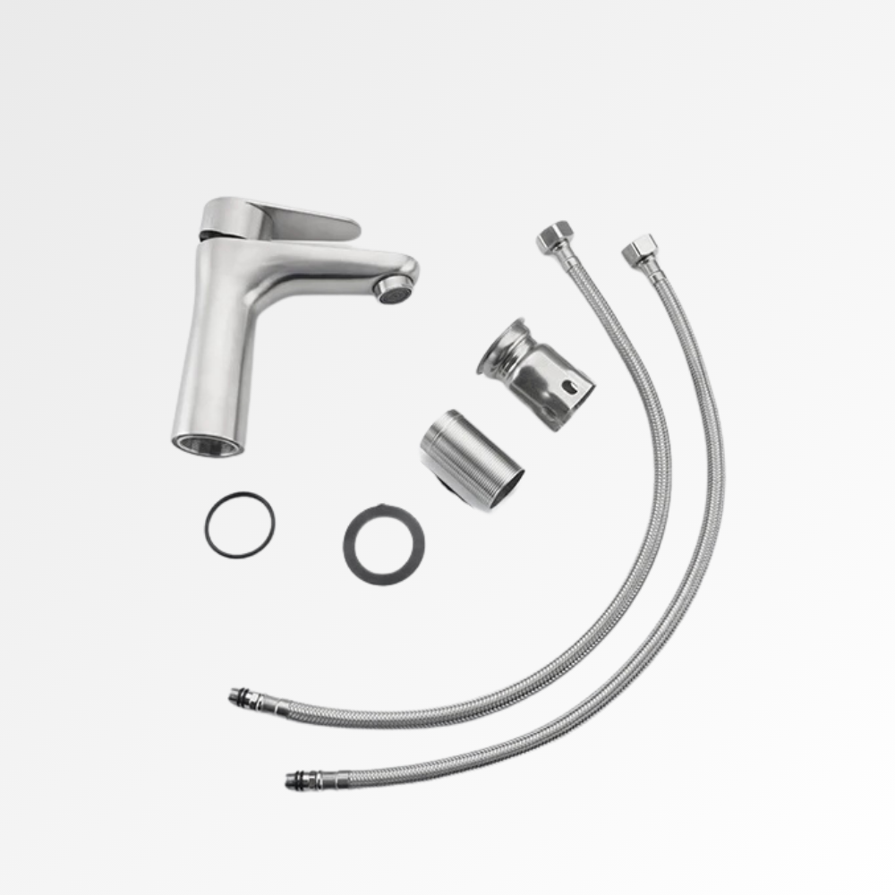 Purea Mix – Mitigeur lavabo design finition noir mat ou inox brossé