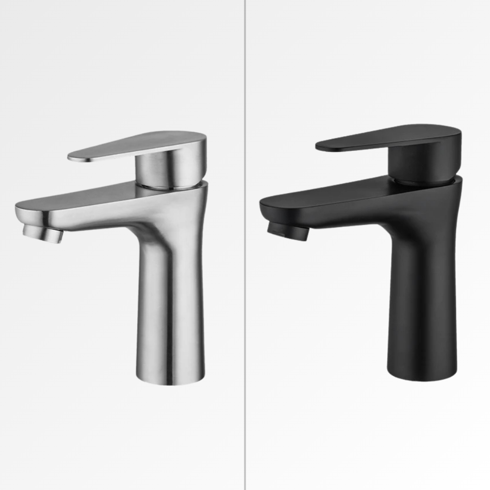 Purea Mix – Mitigeur lavabo design finition noir mat ou inox brossé