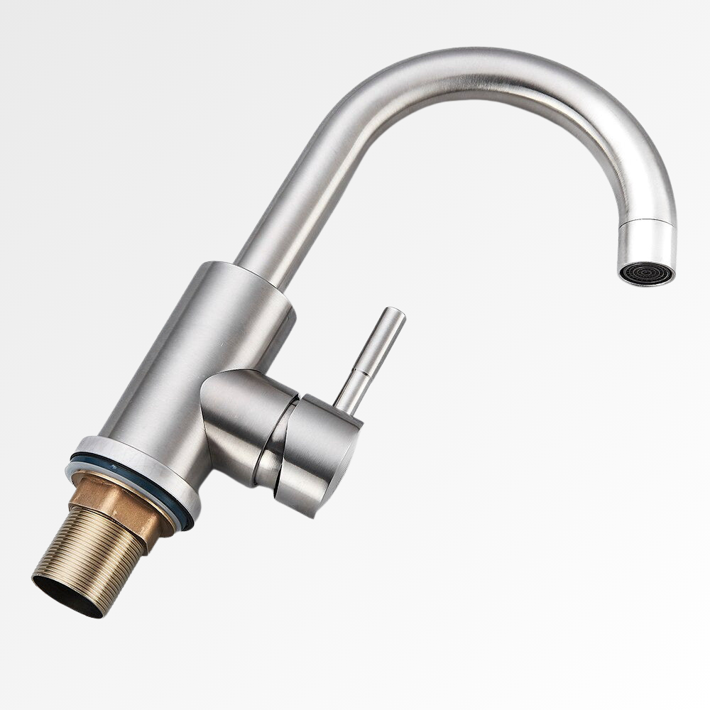 ClearArc – Mitigeur lavabo design en inox brossé à bec arrondi