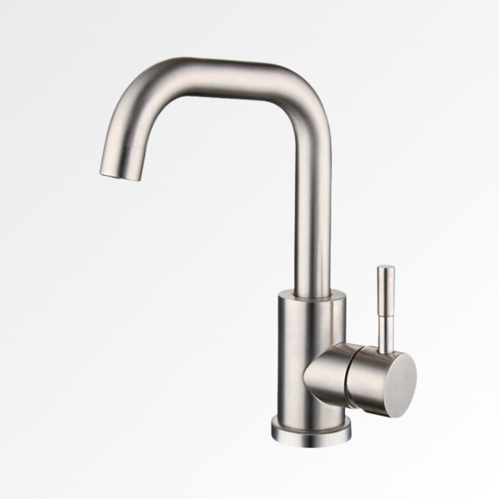 ClearArc – Mitigeur lavabo en inox, Design contemporain à bec arrondi