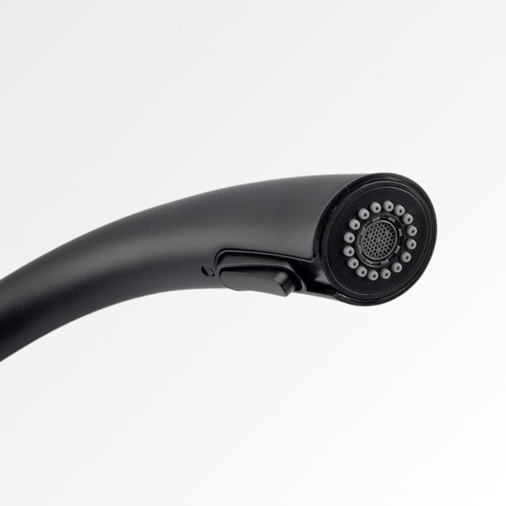 StealthArc Flow – Mitigeur cuisine noir télescopique avec douchette intégrée