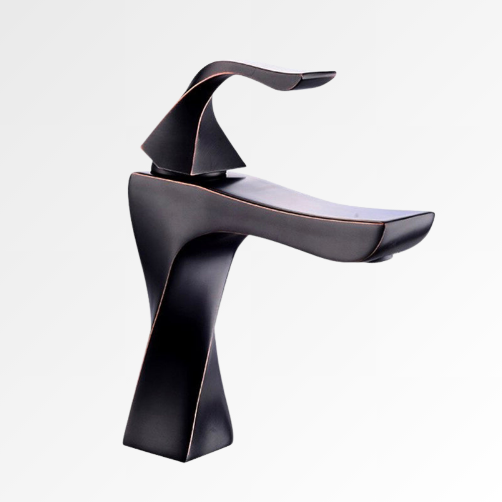 Obsidia Curve – Mitigeur lavabo design sculptural noir