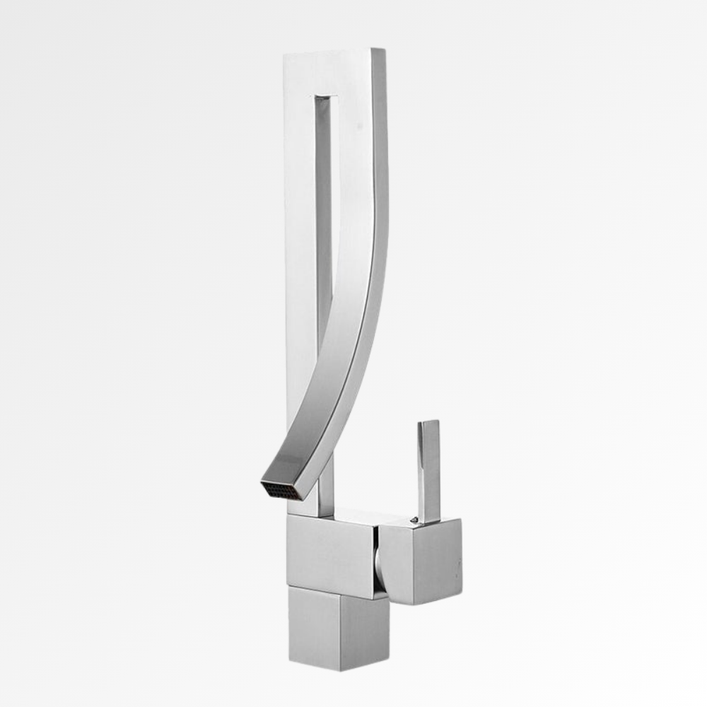 Vector Curve – Mitigeur lavabo design à bec courbé acier brossé