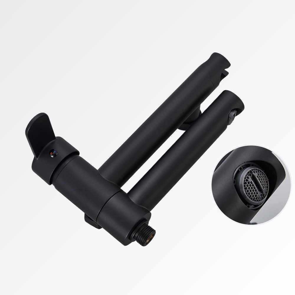Obsidia Bath – Mitigeur baignoire et douche mural noir, chrome ou doré avec bec pivotant