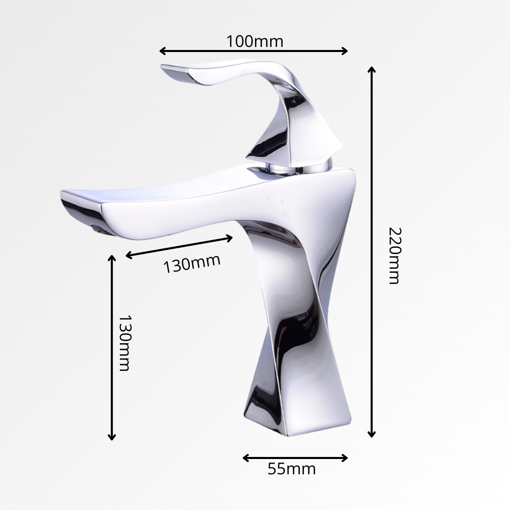Obsidia Curve – Mitigeur lavabo design sculptural chrome