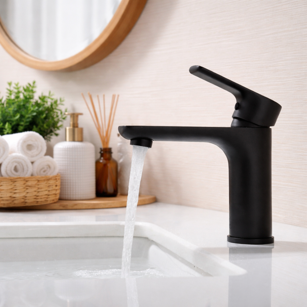 Auréa Cascade Mini – Mitigeur lavabo finition noir