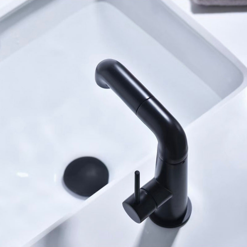 Virex Flow – Mitigeur lavabo rotatif 360° en laiton noir