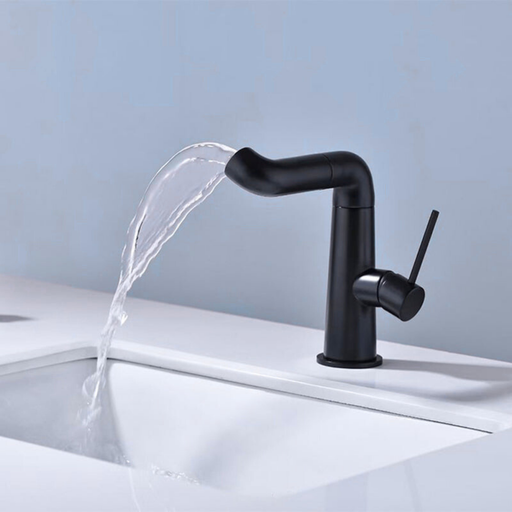 Virex Flow – Mitigeur lavabo rotatif 360° en laiton noir