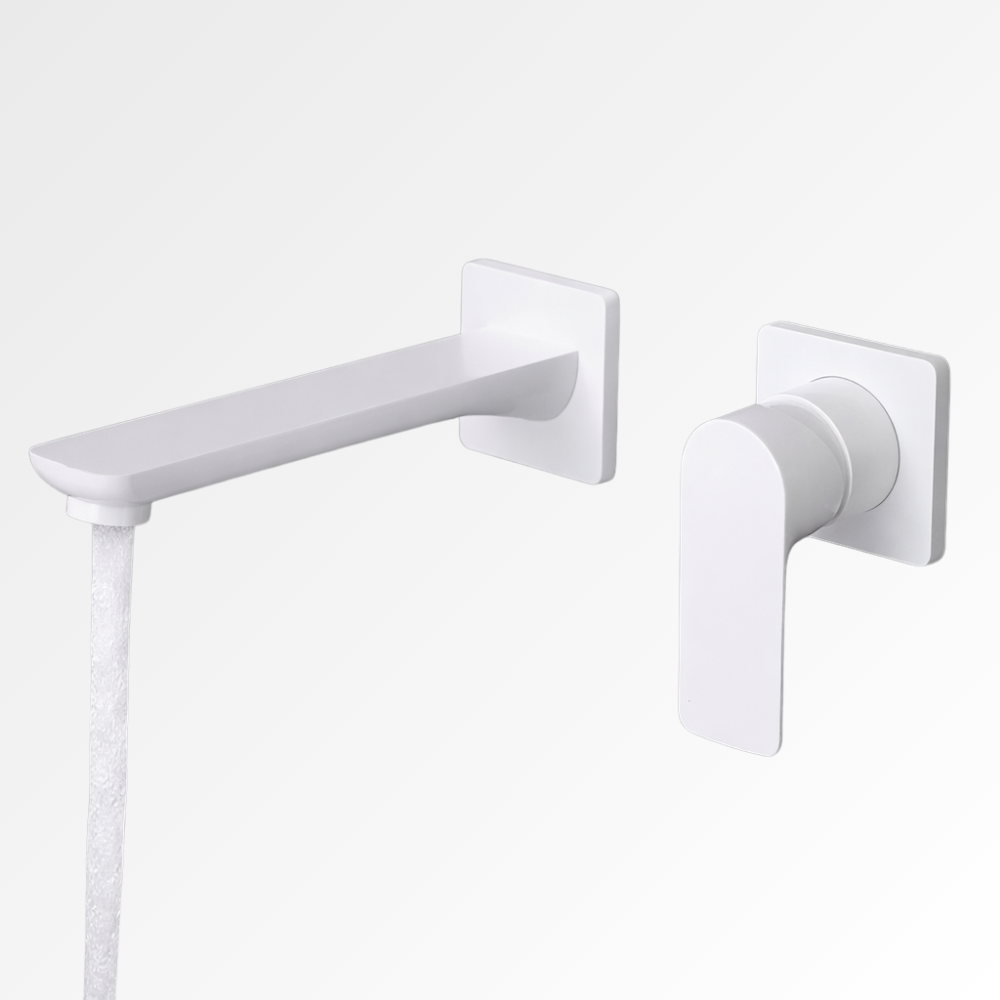 Graphite Wall – Mitigeur lavabo mural encastré finition doré, blanc, acier brossé ou noir