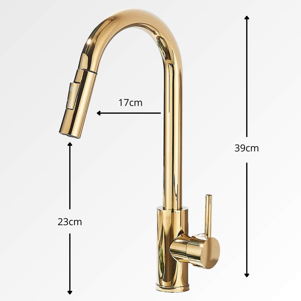 Auréa Flow – Mitigeur cuisine extractible finition or