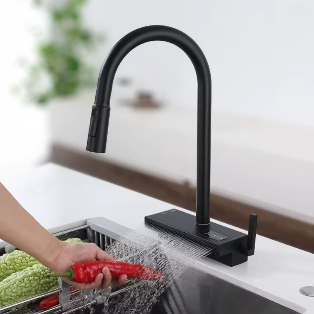 Tempéa Cascade – Mitigeur cuisine cascade avec affichage de la température