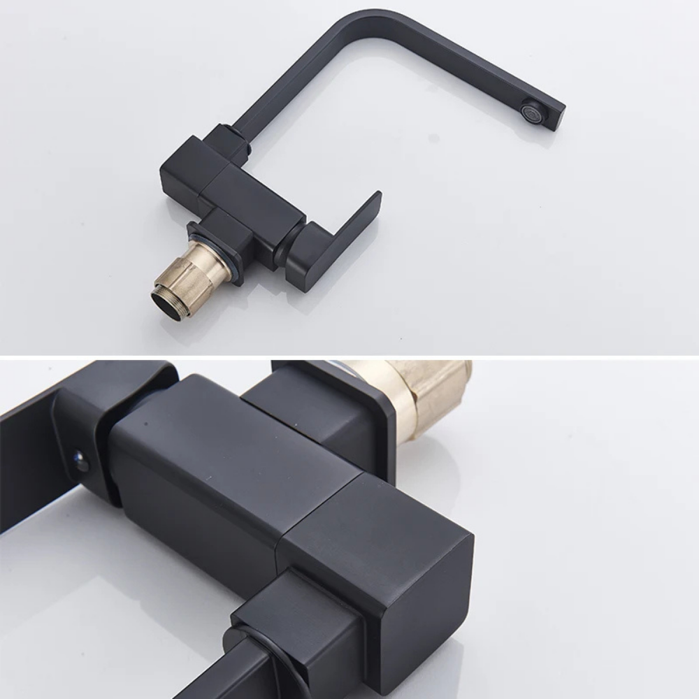 Fenixa Fold – Mitigeur cuisine pliable noir mat rotatif 360°