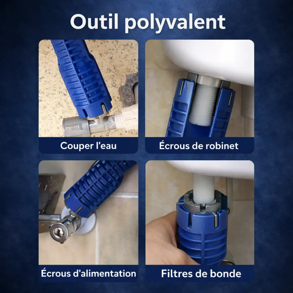 Clé d'installation multifonctions pour robinet et évier