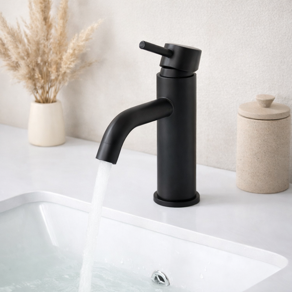 Purea Short – Mitigeur lavabo compact design noir mat