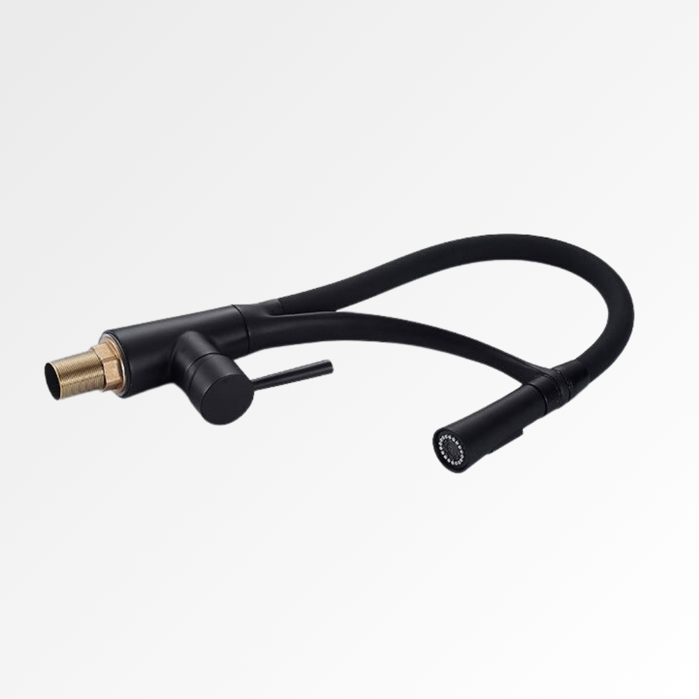 Flexa Noir – Mitigeur cuisine col de cygne avec douchette