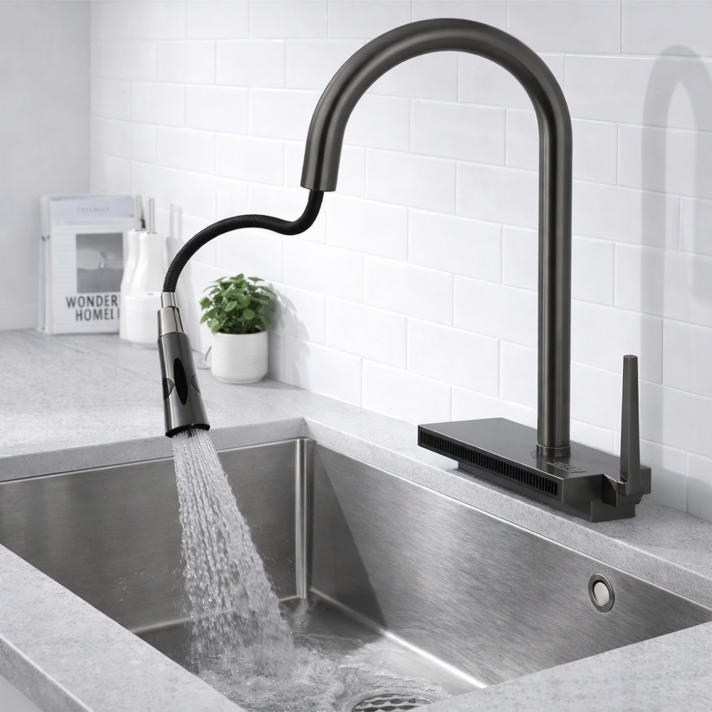 Tempéa Cascade – Mitigeur cuisine cascade avec affichage de la température